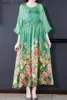 Vestidos casuais básicos zuoman 5xl plus size solto amoreira seda maxi sundress 2023 verão floral boho praia midi elegante bodycon festa v yq231025