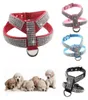 4 tailles en cuir PU strass chien harnais sécurité confortable habiller collier de harnais pour animaux de compagnie pour petit moyen grand chien 2107122251021