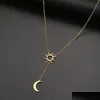 Pendant Necklaces Stainless Steel Sun Totem And Moon Necklace For Women Fashionable Exquisite Summer Must-Have Party Friend Jewelry Dr Otv4N