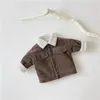 Giacche Bellissimi ragazzini con colletto girato Cappotto in morbido pile caldo Capispalla a maniche lunghe per bambini Autunno inverno Top per bambini Abbigliamento per bambini