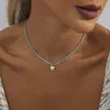 Hänge halsband kreativa blå kristallsten kärlek halsband för kvinnor mode enkla damer bankett gåva smycken grossist direktförsäljning
