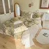 Sängkläder sätter franska lands vintage botaniska trädgårdsdäcke täckning 100% bomullsrufles täcken med dragkedja med blixtlåsbäddar 231025