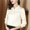 Damesblouses Satijn Casual overhemden MODE Zijde Print Losse polohalzen Dameskleding Lente/Zomer 2023 Lange mouwen Tops