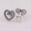 Stud -oorbellen Authentiek 925 Sterling Silver Heart Swirls Fashion For Women Cadeau Diy Sieraden