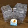 Present Wrap 50pcs Square Transparent PVC Boxes Mini Handmade Soap Present Box Biscuit Snack Wrapping Party Packaging Supplies 231025