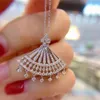 2021 Marque Arrivée Sparkling Luxe Bijoux Fan Pendentif 925 Sterling Argent Plein Brillant Blanc 5A Zircon Pierres Précieuses Promesse Femmes 222K