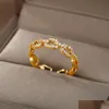 Bandringen Klassieke Twist Chain Open Ringen Voor Vrouwen Zirkoon Roestvrij Staal Geometrisch Verpakt Paar Ring Bruiloft Esthetische Sieraden Dhg Ot6Tu