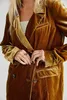 Costumes pour femmes Blazers manteau en velours mode Streetwear revers fendu hauts hauts à manches longues bouton Chic et élégant femme veste pour femmes 231025