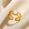 Anneaux de bande Zircon mariage pour femmes couleur or carré coeur réglable en acier inoxydable anneau de mode fête bijoux cadeau 231025