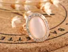 Anéis de cluster na moda cz cristais bohemia festa para mulheres rosa cor de ouro oval rosa opala pedra vintage anel jóias l2010221350