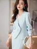 Vestido de duas peças sólido decote em v curto blazer jaqueta fishtail saia profissional conjunto primavera outono feminino negócios ladie 2 terno