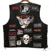 Gilets pour hommes Gilet en cuir de moto simple boutonnage court mode brodé gilet sans manches veste biker punk pour hommes