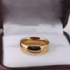 Band Rings High Polish Gold Plate Steel Women Man Wedding Ring Top Quality Gloss Lovers Wedding Jewelry 231024