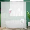 Shower Curtains Waterproof Hook Bath Curtain For Bathroom Shower Plastic EVA Transparent White With Pockets Clear Bathroom Curtain 231025