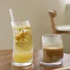 Bicchieri da vino 350ml/480ml Tazze da caffè Tazza di vetro trasparente Ristorante creativo Bevanda a strisce Soda Bubble Acqua Succo