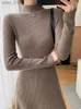 Basic Casual Dresses Thicken Warm Turtleneck Sweater Dress Women Autumn Winter Elegant Long Sleeve Slim Waist A-line Knitted Female 4XL YQ231025