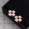 märke lyxig söt blomma designer charm örhängen studs för kvinnor retro vintage 18k guld svartrosa kärlek örhänge öron öre ringar smycken gåva nyaste ankomst 4vu6