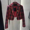 Damespakken 2023 Herfst Plaid Klein Pakje Koreaanse Jas Slim Fit Vintage Jas Chique Elegante Blazer Voor Vrouwen Vrouwelijke kleding Uitloper