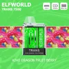 ELF WORLD Trans Transparent Crystal Shell Vape 7500 Puffs Disposable Vapes Bar Bulk Wholesale