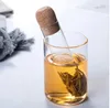 Outils à thé Passoire à thé en verre Transparent réutilisable, infuseur, tuyau de filtre, ustensiles de cuisine avec couvercle en liège, tube à essai de brassage pour tasse, feuilles fantaisie, vente en gros 373Q