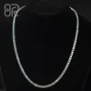 6mm 18" Vvs Moissanite Necklace Tennis Chain Round Emerald Green 925 Sterling Silver Fine