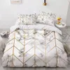 Sängkläder uppsättningar vita guld marmor mönster set modern 3d täcke täcke set cleforer säng linne tvilling drottning king single size mode lyx 231025