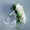 Fleurs de mariage cascade mariée Bouquet demoiselle d'honneur attachée à la main fleur artificielle décor maison vacances fête approvisionnement Floral Phalaenopsis cadeaux