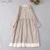 Basic Casual Dresses Spring New Mori Women's Floral Dress Loose Large Size Japanese Ladies Small Fresh Literary Print Double-layer Midi YQ231025