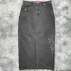 Męskie dżinsy Y2K Men Streetwear Hip Hop Graphic Haftic Vintage Wash Zakłada workowate czarne spodnie Harajuku gotycka szeroka spodnia 231025