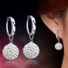 High Quality Luxury Super Flash Full Bling Crystal Princess Ball Silver Women Stud Earrings Party Jewelry G382283V