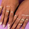 Pierścienie zespołowe proste kubańskie łańcuch linków dla kobiet nastolatki złoty kolor estetyczny mrożony losy cyrkon dopasowanie biżuterii 231025