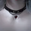 고딕 어두운 붉은 하트 가죽 목 체인 목걸이 여성을위한 펜던트 목걸이 Choker Cosplay Jewelry Accessories 선물