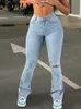 Womens Jeans Flare Stretch High Waist Loose Comfortable Ripped Women Pants Sexy Fashion Boyfriend Denim Pencil Pant Trousers 231025