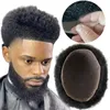 Män hår peruk män hårstycken 4mm afro kinky curl full spets toupee svart färg brasiliansk jungfru människa hår ersättare för svarta män