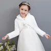 Jackets Kids Girls Princess Thicken Plush Jacket Crop Wraps Shawl Flower Long Sleeves Bolero Warm Cape Wedding Birthday Party Coat 231025
