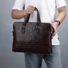 Pastas TopFight 2023 Bolsa de Negócios Horizontal Crocodilo Padrão Duplo Zíper Casual Maleta Um Ombro Messenger Bag