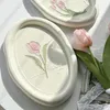 Piatti INS Piatto in ceramica a rilievo Stoviglie Calla Tulip Retro Girl Dessert Gioielli Torta per la colazione