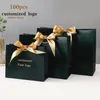 Gift Wrap 100x Paper Bag Gift Boxes Commodity Packaging Handbag Customize With Frame Shopping Promotion Bags Wedding Gifts Wrapping 231025