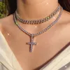 2023 Hip Hop Iced out clássico Cross Cross Ankh Pingente Chain Tennis Chain Small Rose Gold CZ atacado