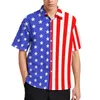 Mäns avslappnade skjortor amerikanska flaggtryck semester skjorta röda ränder hawaii män harajuku blusar kortärmad design toppar stor storlek 4xl