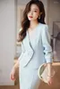 Vestido de duas peças sólido decote em v curto blazer jaqueta fishtail saia profissional conjunto primavera outono feminino negócios ladie 2 terno