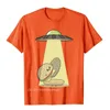 Men's T Shirts Burger Abduction UFO Funny Shirt Men To The Moon Gift Premium Cotton Tops & Tees Novelty