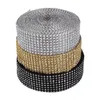 Present Wrap Mesh Ribbon Silver/ Black/ Golden Sparkling Rhinestone Electropating Plastic Christmas Party for Wedding