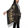 Etniska kläder retro steampunk parapunk metall halsduk wrap för kvinnor lång vinter fall varm tofs sjal unisex fighter pilot halsdukar