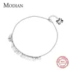 Anklets Modian äkta 925 Sterling Silver Oval Light Tassel Anklet for Women Fashion Armband Foot Chain Fine Jewelry Accessories 231025