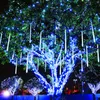 Dekoracja imprezy Dekoracje świąteczne 8-rube LED Meteor Shower deszcz sznurek Light Street Tree Decoration Outdoor Nowy rok 231025