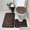 Badmattor 3st/set badmatta flanell anti slip absorberande badrum kullerstensgolv toalettlock er d kontur fotkudde mjuka mattor matta h dheui