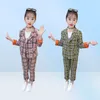 Zestawy odzieżowe Slim Fit Girls Formal Wedding Stretp For Kurting Pants Dzieci 2PCS Plaid Teen School Blazer 4 6 8 Y3602181