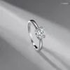 Wedding Rings Silver Color Plated Platinum Simulation Moissanite Zircon Ring Couple Light Luxury Proposal Jewelry Birthday Gift