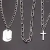 Hänge halsband Hip Hop Multilayers Punk Chain Necklace Choker Cross Par Fashion Street Geometric Metal for Women